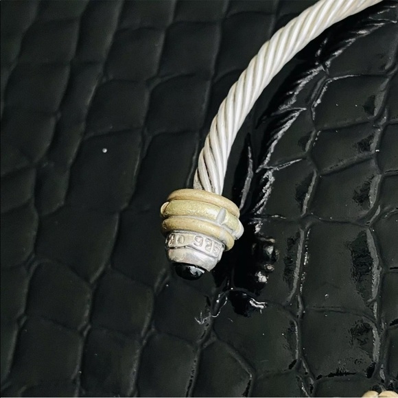 TAXCO Mexico Onyx Sterling Silver & Brass Cable Classic Cuff Bracelet - Picture 8 of 10